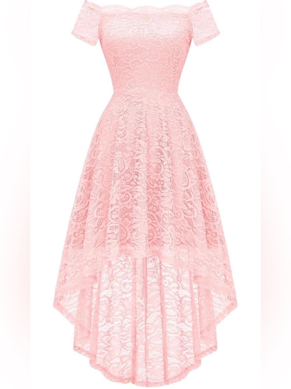 Dressystar Pink Lace High-Low Dress Size Large